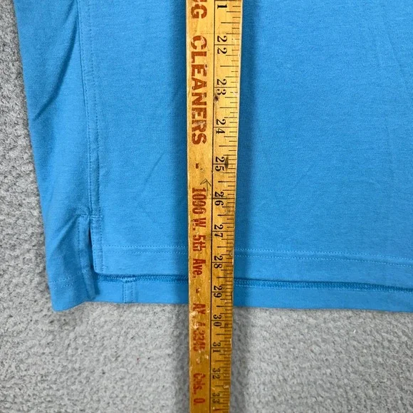 Duluth Trading Co. Mens Polo Shirt Medium Blue Trim Fit Coolmax Rugby Pocket